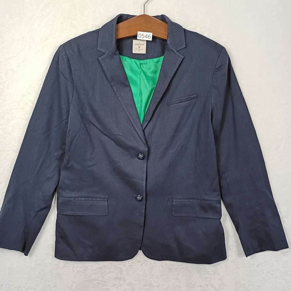 Gap Academy‎ Blazer Womens 12 Tall Navy Blue Two Button Lined Work Wear Academia